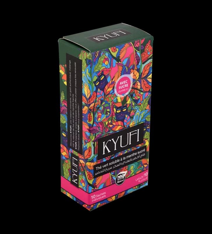 Thé vert soluble KYUFI 10x7.5GR Menthe- Avec sucre